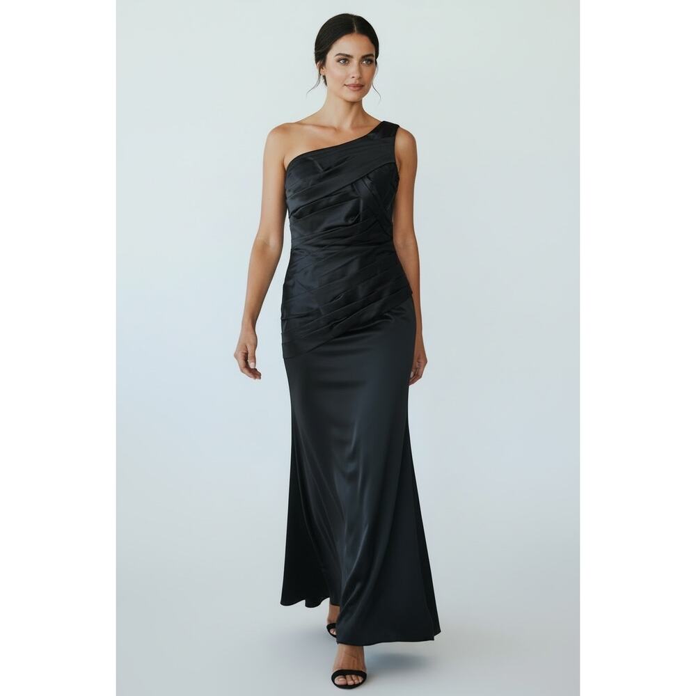 Pleated One Shoulder Gown Sz S Black Whimsygoth Unique Steampunk Cosplay Prom